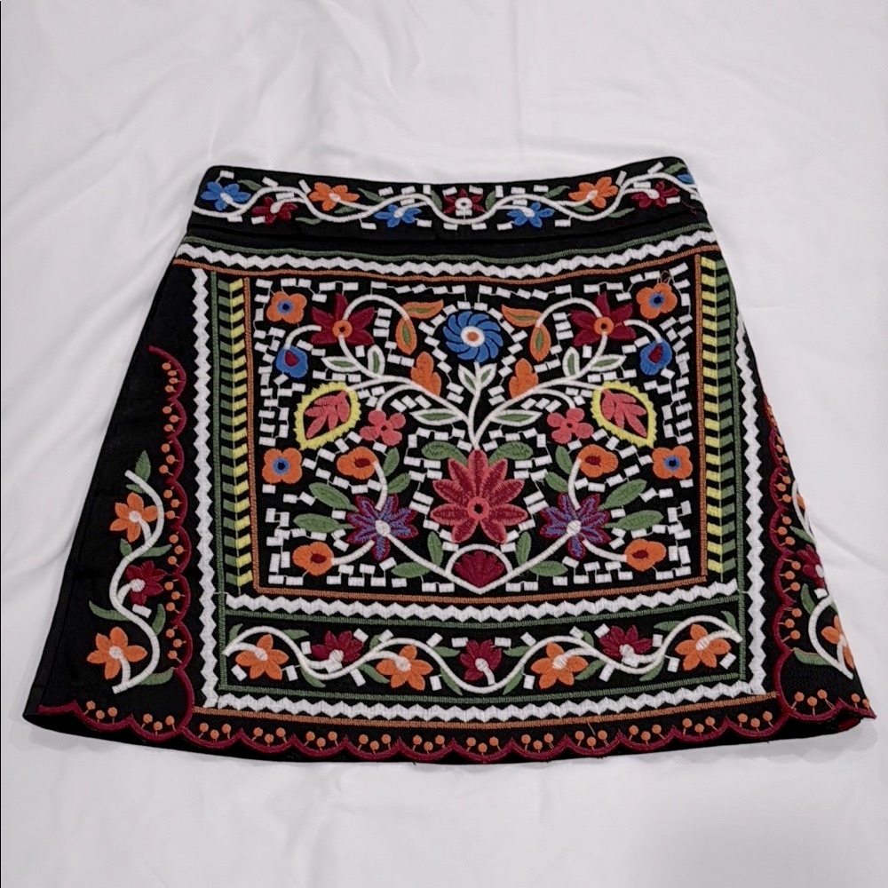 Lulu's Black and Red Embellished A-Line Mini Skirt